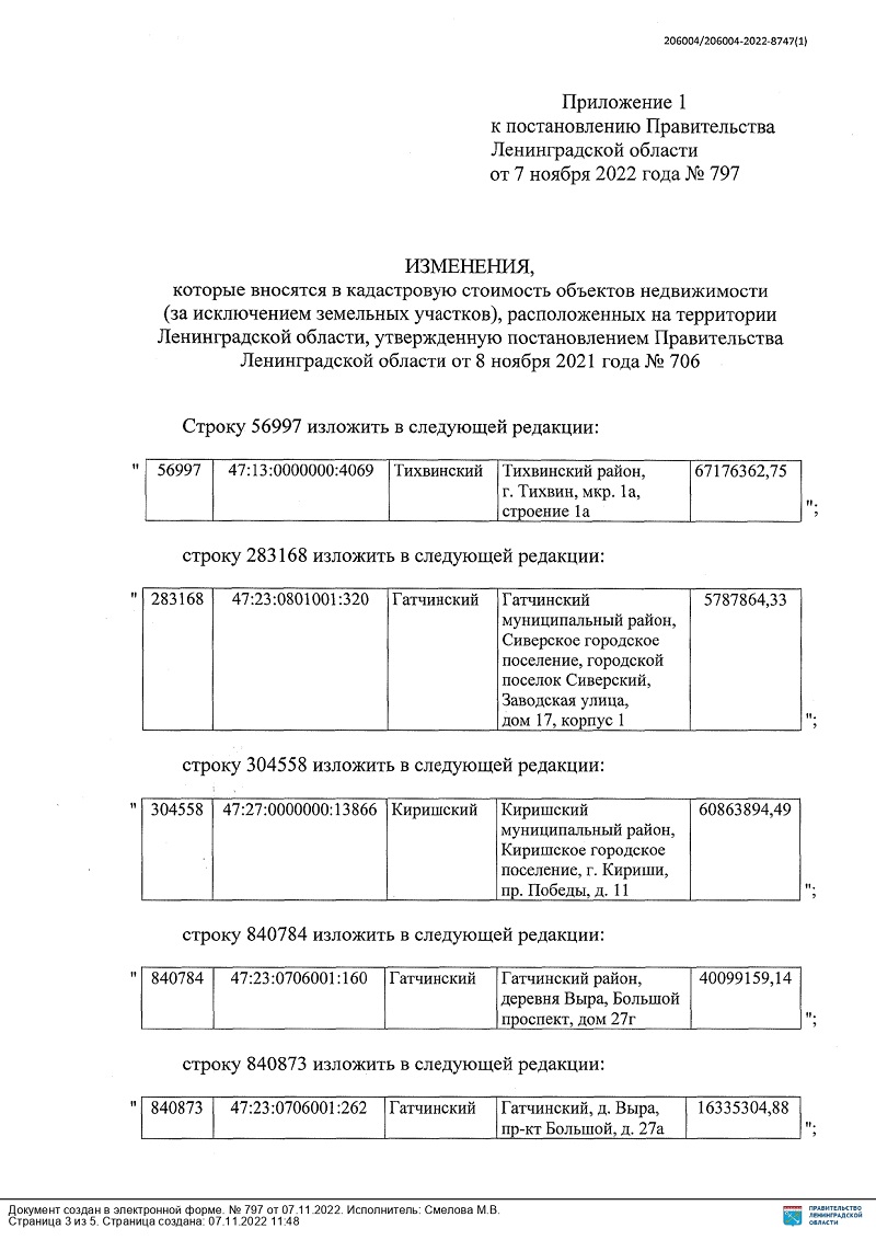 ПОСТАНОВЛЕНИЕ от 07.11.2022г № 797